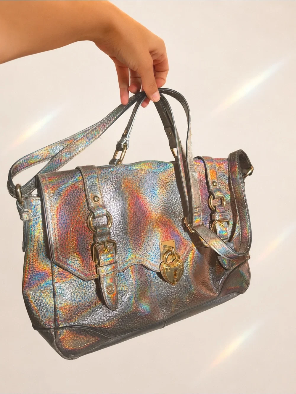 🔥Rare Vtg Juicy Couture Satchel Metallic Bag Heart Locket Crossbody Y2K